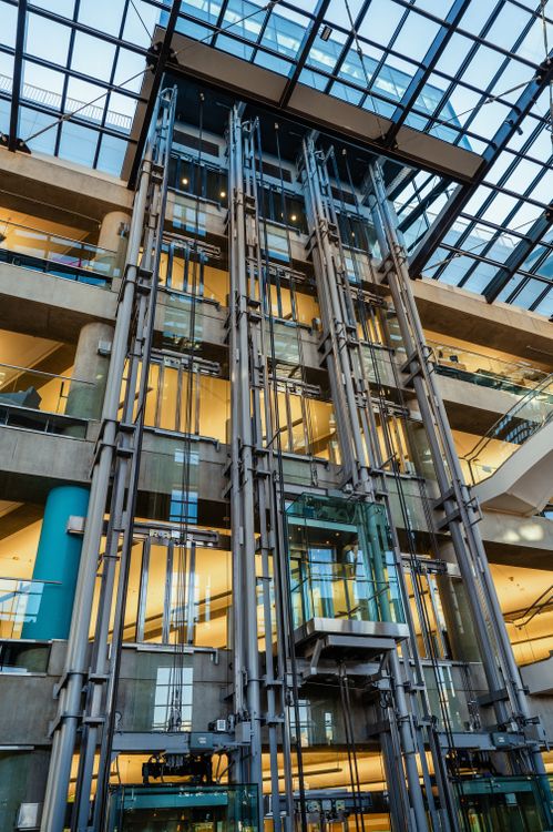 Modern elevator in a commercial building in Abu Dhabi UAE